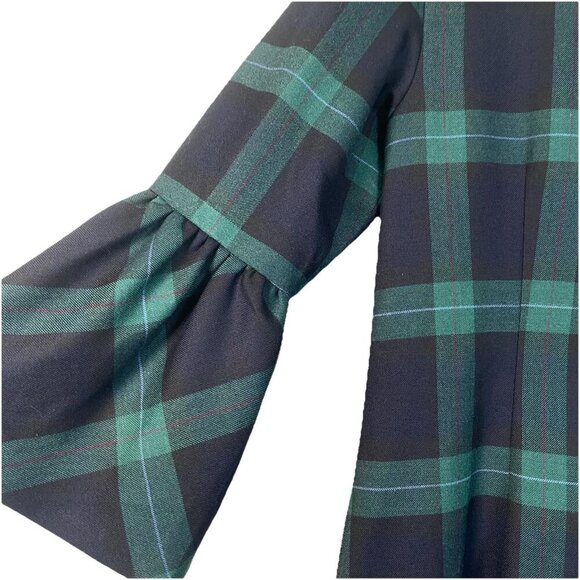 Talbots Black Watch Plaid 3/4 Sleeve Shift Dress Blue Green Size 6 Holiday Fall - Picture 5 of 11
